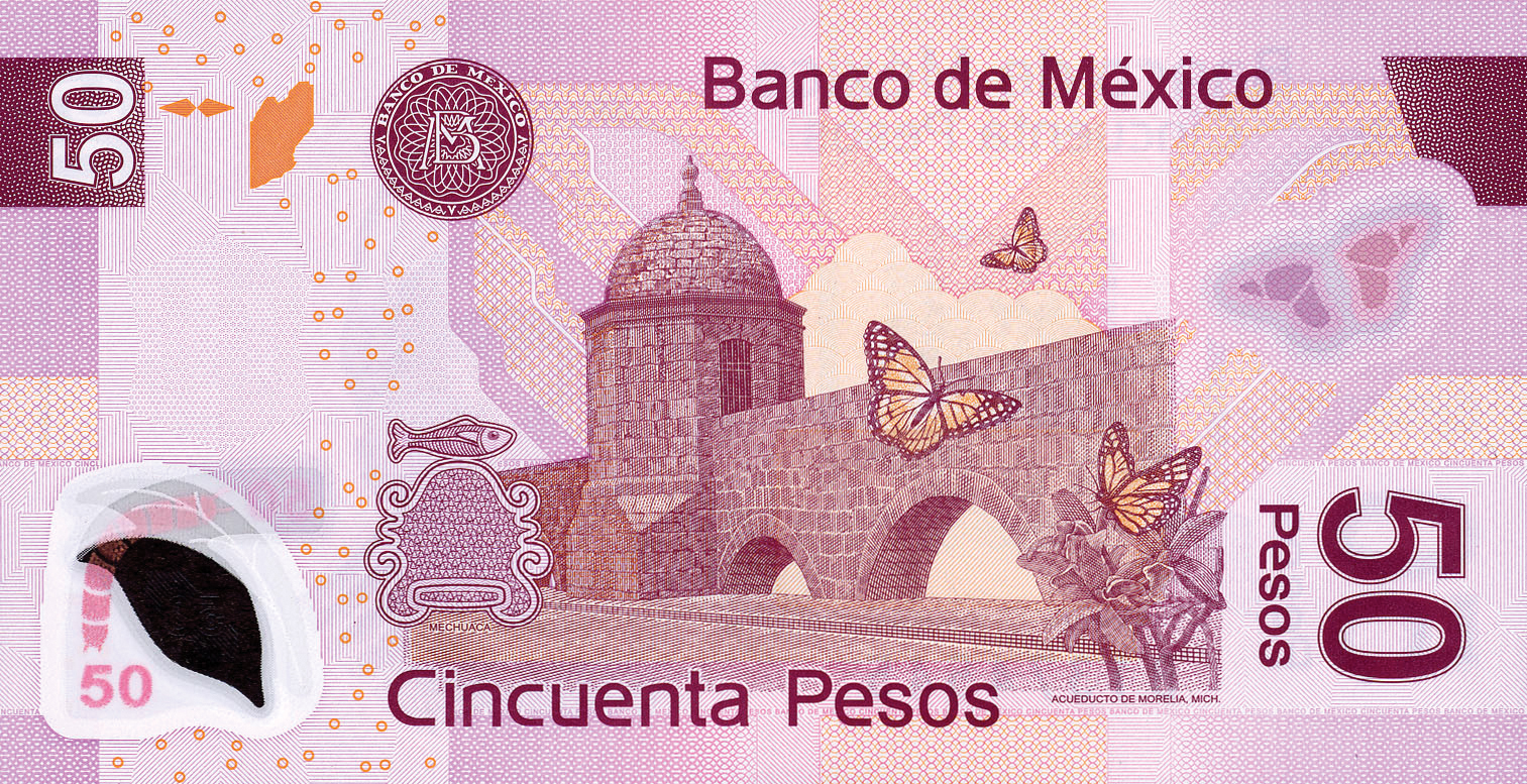 Mexico 50 Pesos 2021-2023 Polymer Banknote – P-New UNC, Completely Redesigned
