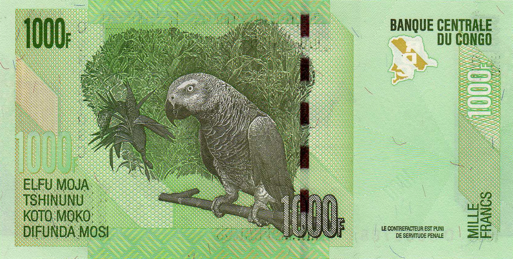 Details about   Congo DR 1000 Francs 30.06.2013 - Okapis/Parrots p101b UNC