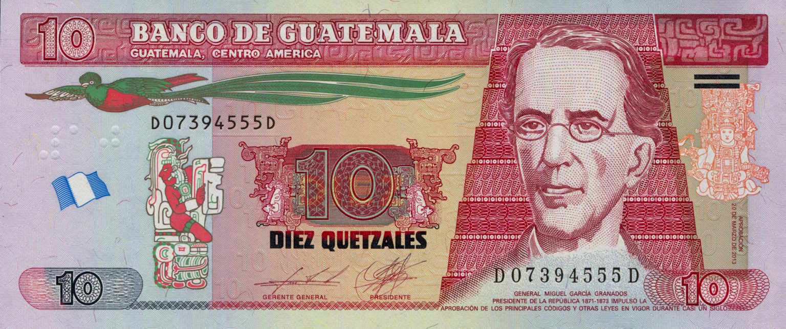 Quetrays Currency Note Guatemala new date (20.03.2013) 10-quetzal note (B606d) confirmed ...