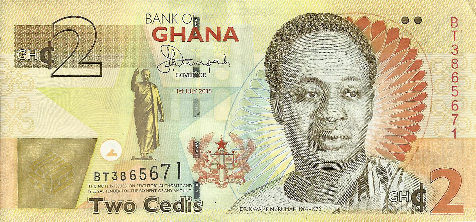 Ghana new date (01.07.2015) 2-cedi note (B152c) confirmed – BanknoteNews