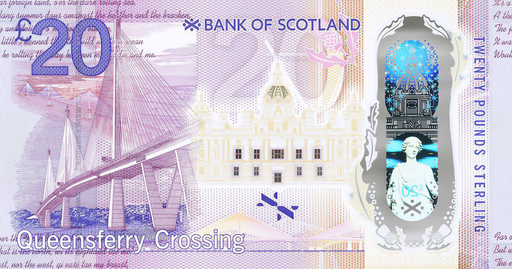 20 pounds 2019 2020 Bank of Scotland P-New POLYMER UNC > Walter Scott 