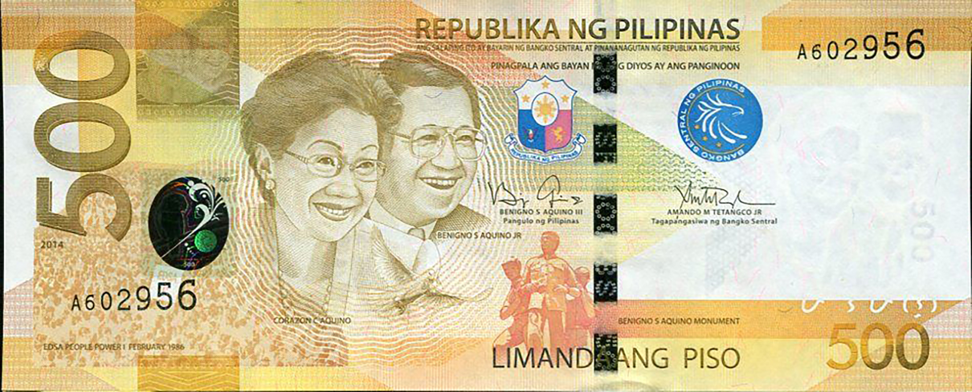 Philippines new date (2014) 500-peso note (B1082d) confirmed – BanknoteNews