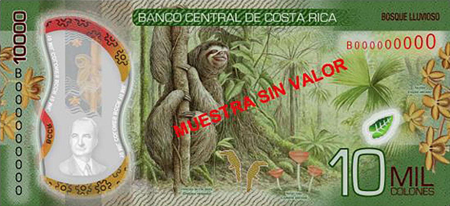 Costa Rica new 10,000colon polymer note (B567a) reported for