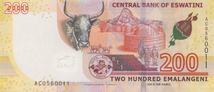 eSwatini new 200-lilangeni (B105a) note confirmed introduced on 08.09. ...