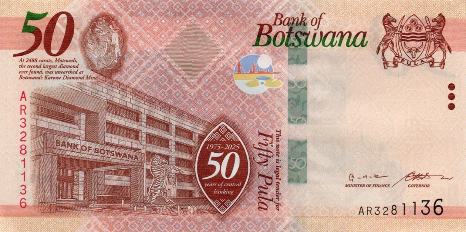 Botswana new 50-pula commemorative note (B131a) confirmed introduced 12 ...